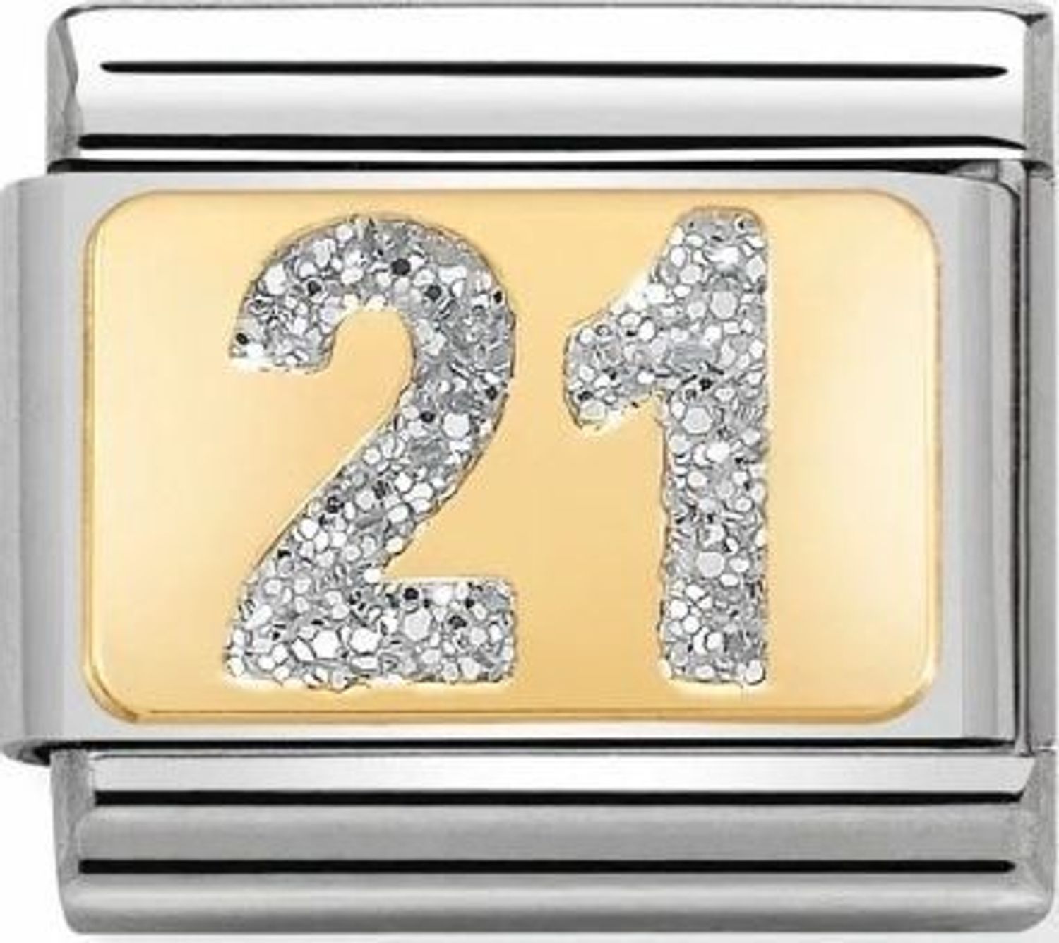 Charms Nomination Link 18K zawieszka złoto ' Cyfra 21' z brokatem 030224 02.jpg